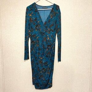 Peruvian Connection Blue Floral Long Sleeve Dress